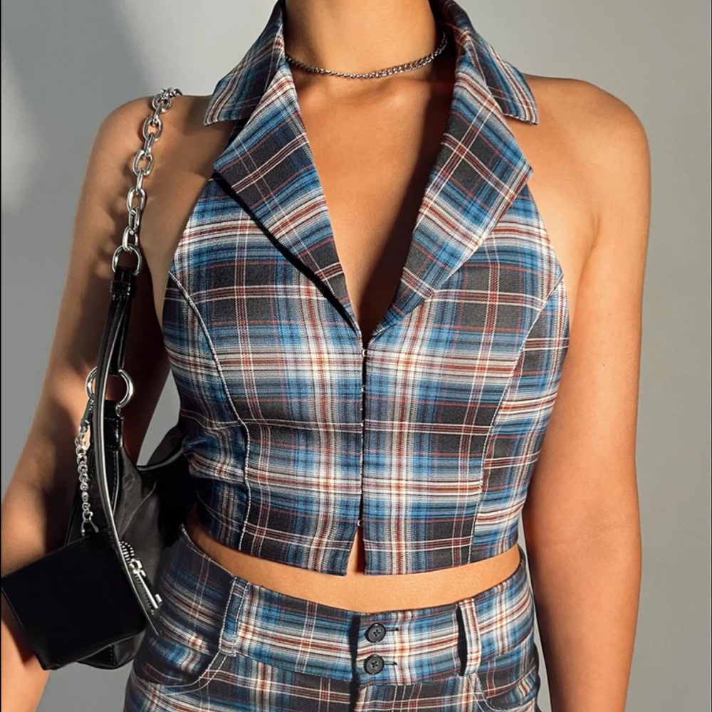 Princess Polly Plaid Halter Top